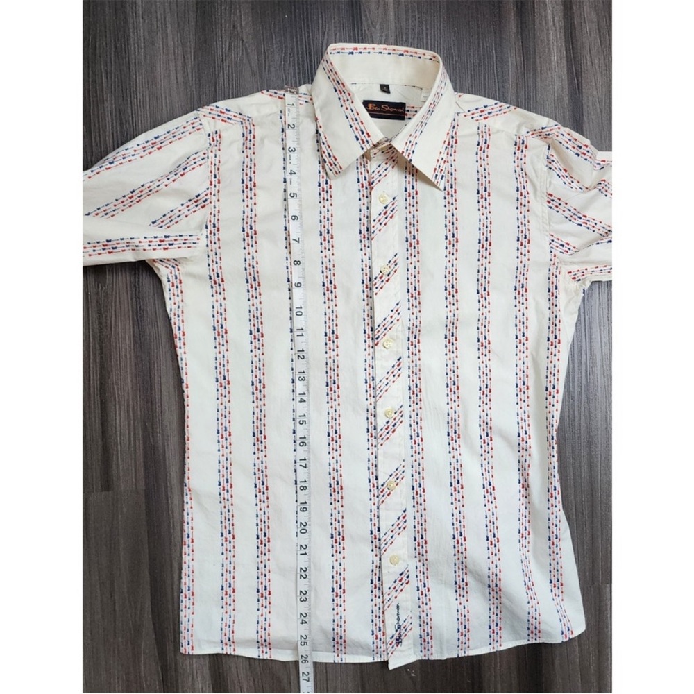 Ben Sherman Cream Shirt with Red and Blue guitar Stripes